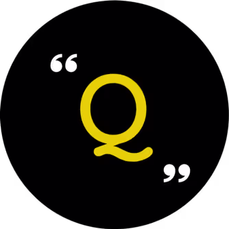 Qtoniq logo shown on the second of three background variants