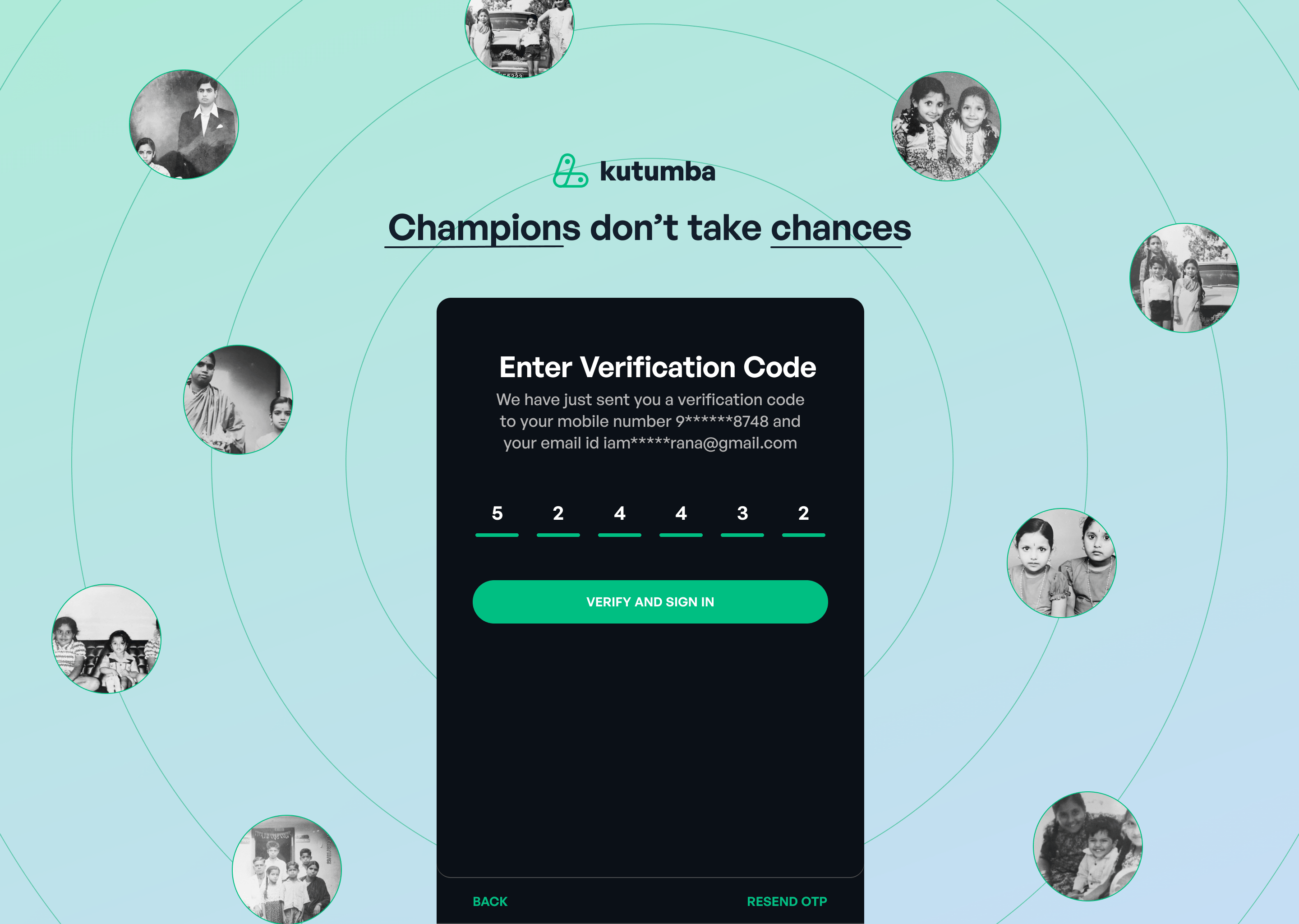 Kutumba app screen 2