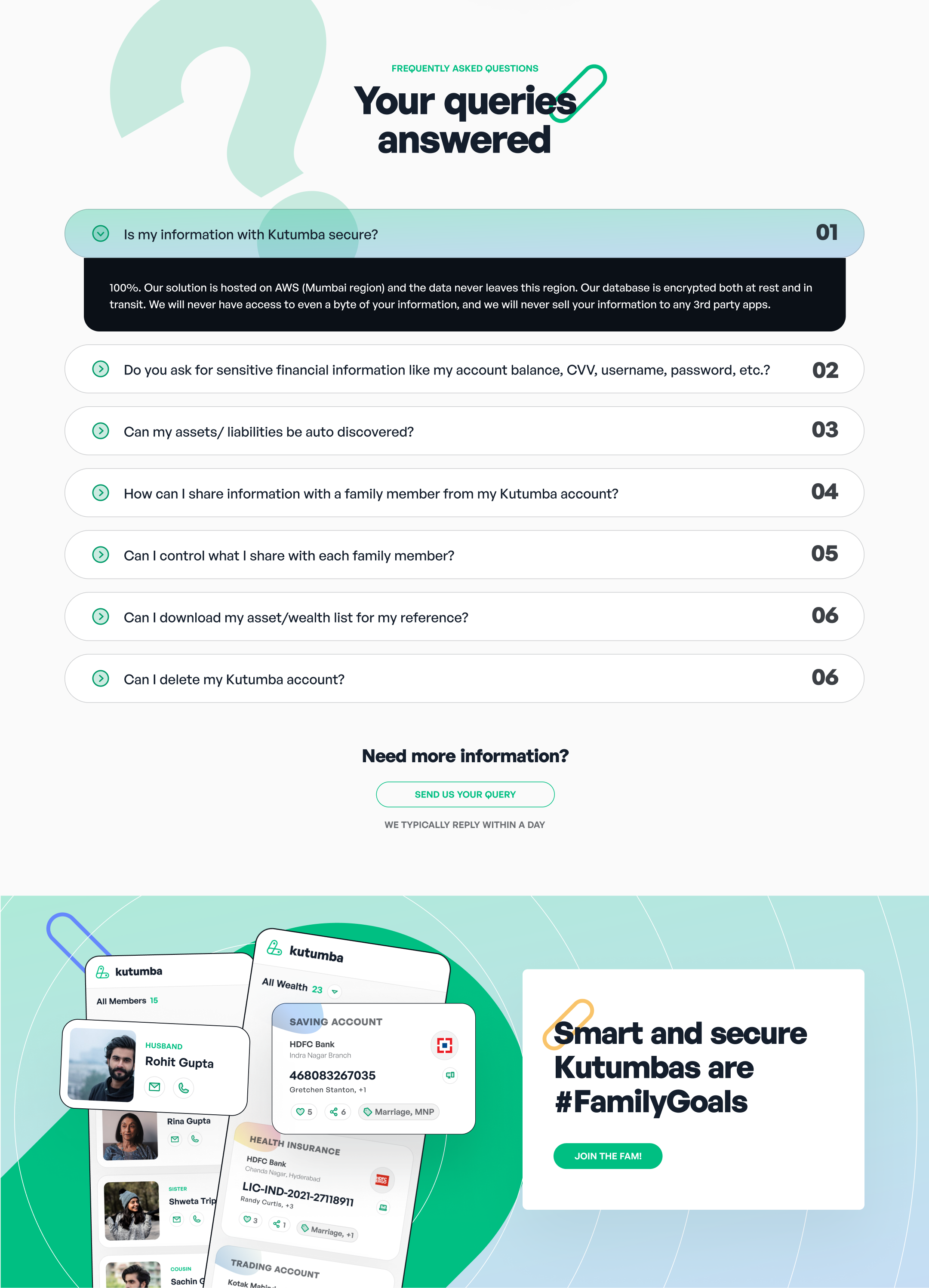 Kutumba marketing website landing page, variant 3