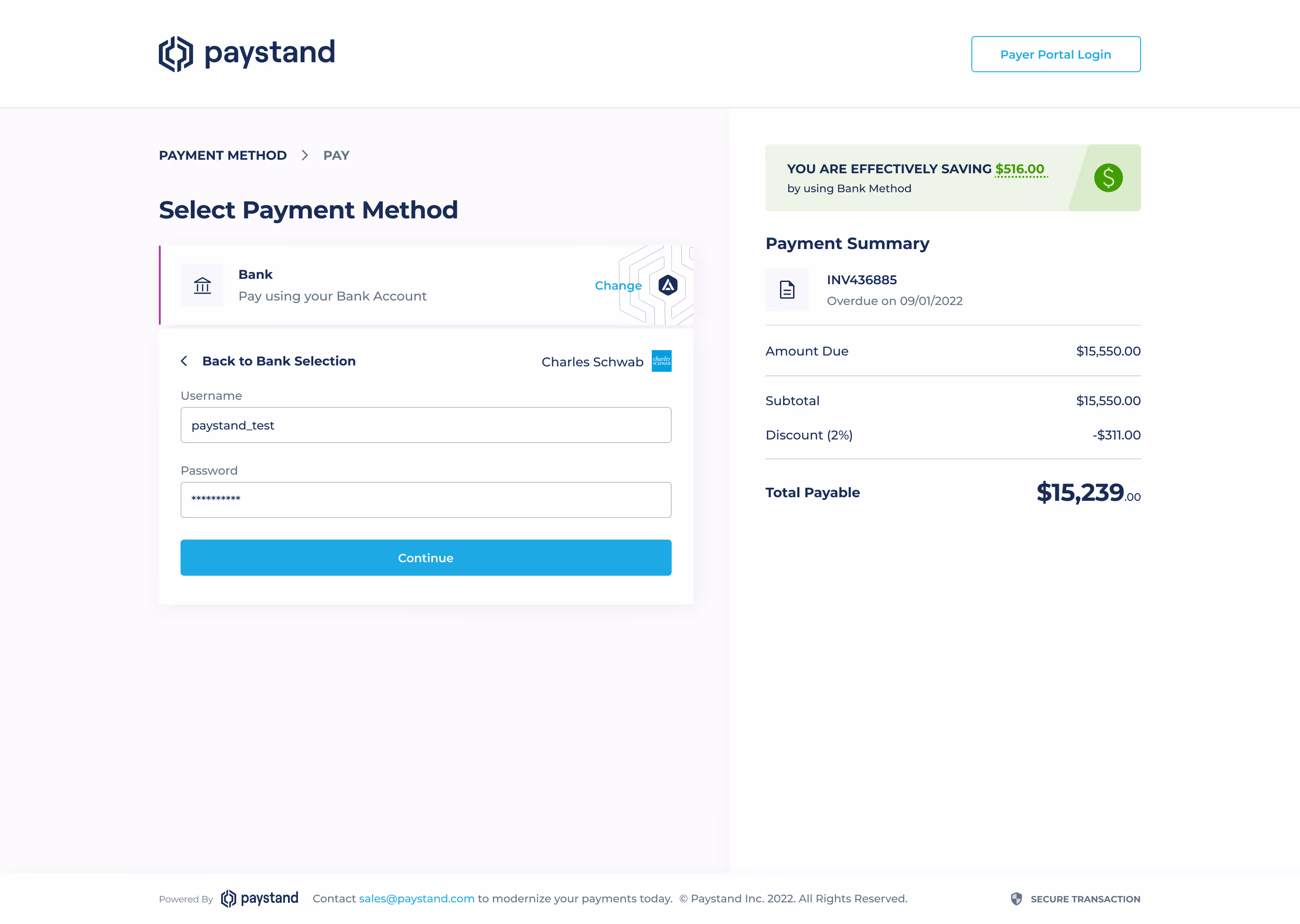Final checkout design: bank payment step showing account selection