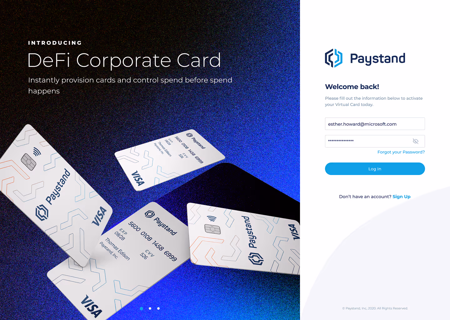 Defi Card product screen design
